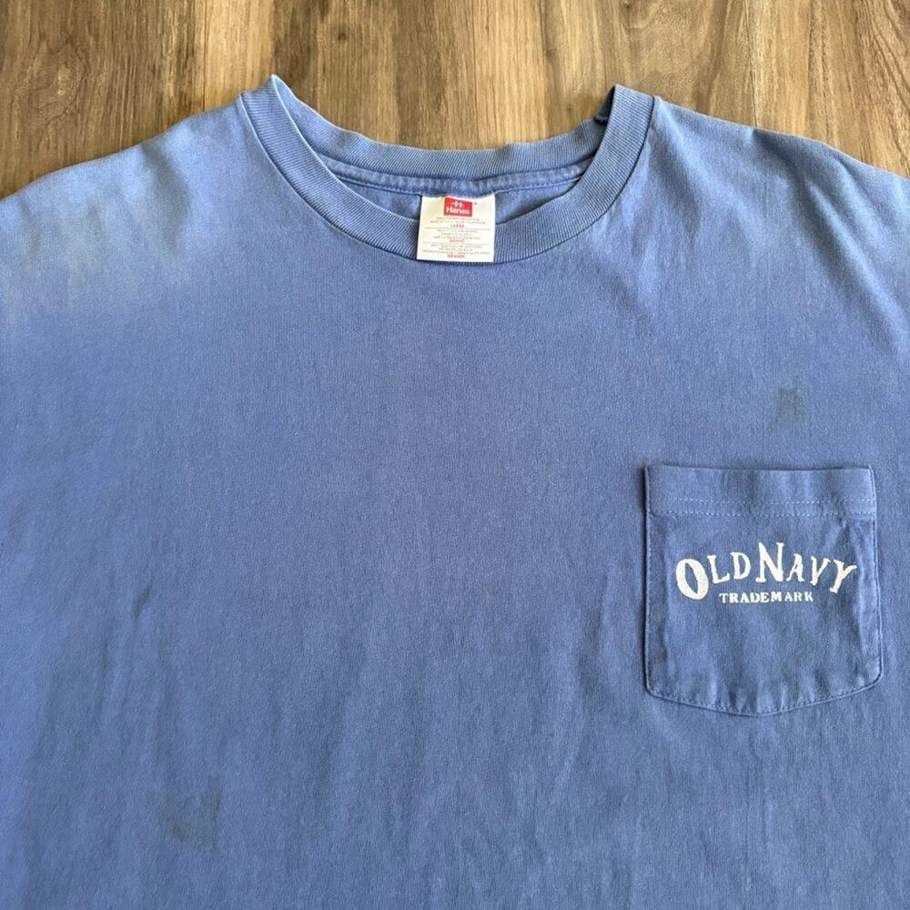Vintage Old Navy Trademark T-Shirt Men's Size L Blue 90s Pocket Tee